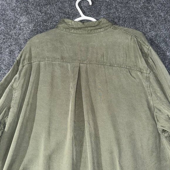 Calvin Klein Jeans Top Womens 3X Green Button Up Roll Tab Sleeve Pockets - Picture 8 of 8